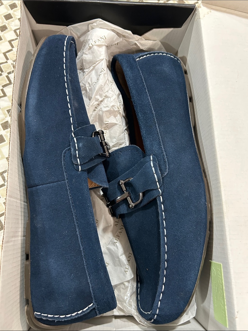 Alfani Navy Suede Bit-Detail Slip-On Loafers
